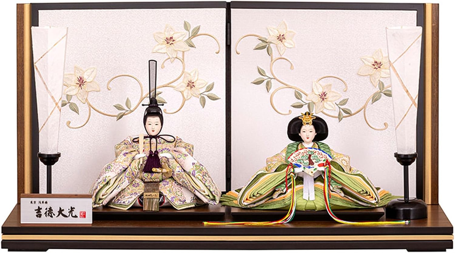 雛人形 新品展示品☆ひな人形☆芥子親王の収納飾り☆薄黄色塗